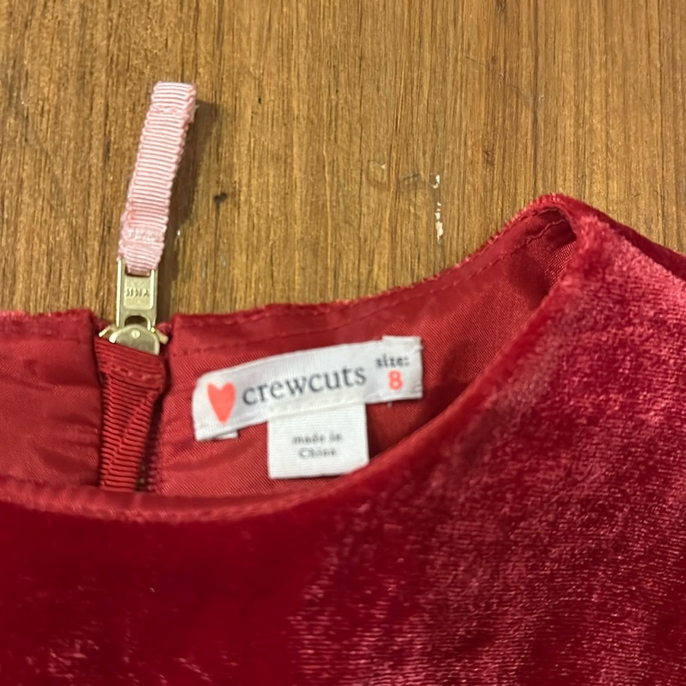 Red velvet Crewcuts Dress Girls Size 8